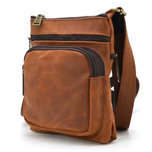 Кожаная мужская сумка через плечо TARWA 19х17х5 см sum0025703 - фото 1