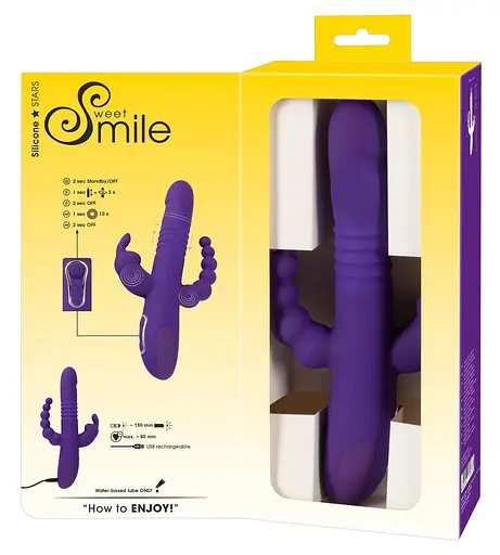 Вибратор Sweet Smile Thrusting Pearl Triple 24.8 см фиолетовый - фото 2