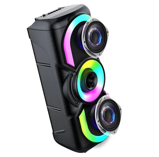 Портативная Bluetooth колонка E-4203 стереозвук караоке FM-радио LED-подсветка  AUX до 4 часов автономной работы 16 Вт Черный - фото 2