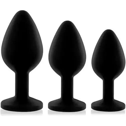 Набор силиконовых анальных пробок с кристаллом Rianne S: Booty Plug Set Black