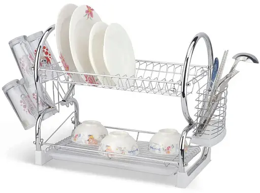 Сушарка для посуду Edenberg EB-2112 двоярусна з піддоном та відсіком для приладів - фото 5