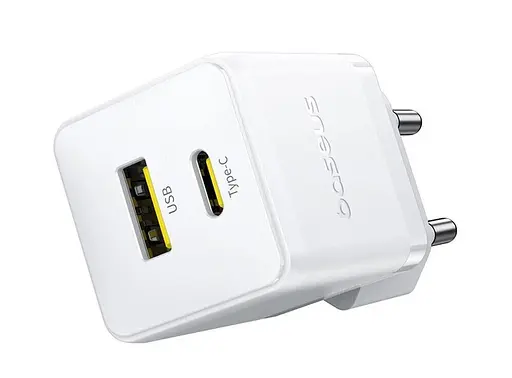 Швидке зарядне з кабелем Baseus Palm Fast Charger C+U 30 W + Cable Type-C to Type-C P1011160A213-01 Біле - фото 3