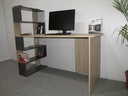 Cтіл комп'ютерний з полицями М-ЗОН Джеко 1416L лівий Сонома/Антрацит (MZN-031027) - фото 3