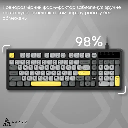 Клавіатура ігрова дротова Ajazz AF-BGY-98 USB Black-Gray-Yellow - фото 7