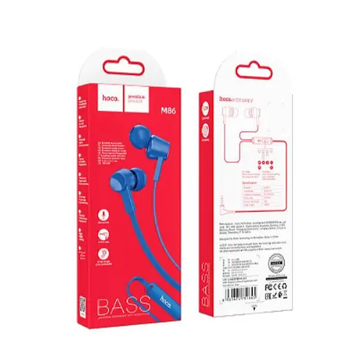 Провідні вакуумні навушники Hoco M86 Oceanic universal earphones with mic, 3.5mm, 1.2m, blue - фото 3