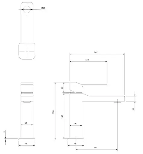Смеситель для раковины Omnires Slide chrome (SL7710CR) - фото 4