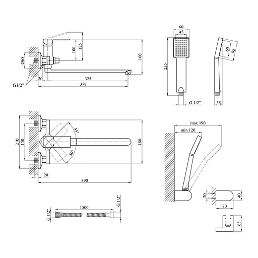 Смеситель для ванны Kroner KRM Harz - C070 (CV023617) - фото 3