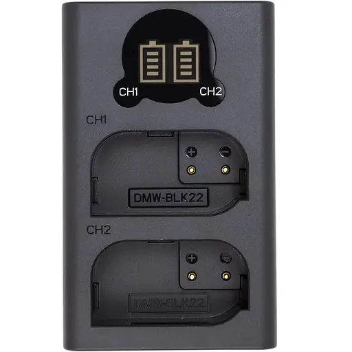 Зарядное устройство с дисплеем PowerPlant Panasonic DL-BLK22 для двух аккумуляторов