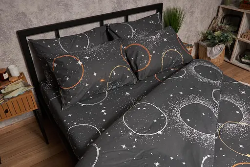 Комплект постільної білизни Moon&Star Бязь Gold Люкс Cosmic Glow King Size 220x240 наволочки 4х50х70 - фото 4