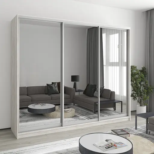 Шафа-купе тридверна MebelStar Комбо AL 3 Дзеркала 250x60x210 см Аляска сірий (MBS-3429)