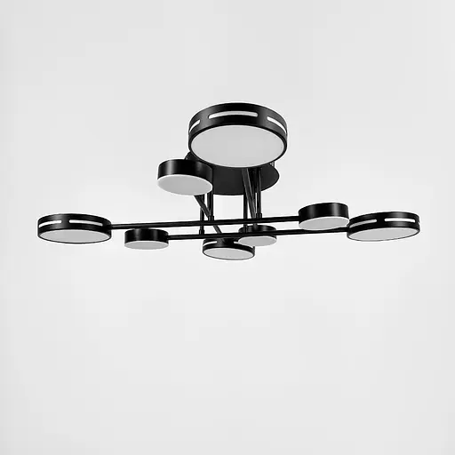 Черная потолочная люстра на 4+4 световых круга Ø 80 см | Ст. 77031/4+4 BK | Line F - фото 1