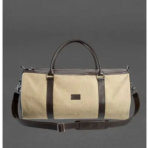 Сумка Harper MAXI з канвасу з темно-коричневими шкіряними вставками - фото 1