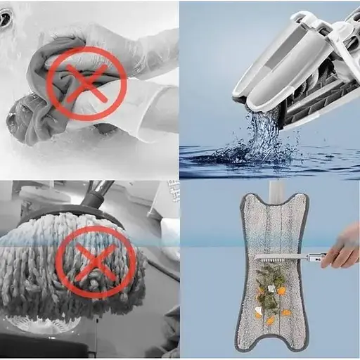 Швабра бабочка лентяйка X-type mop с автоотжимом, телескопической ручкой и насадкой из микрофибры - фото 4