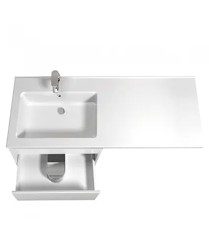 Тумба Мойдодир Wing 60-W з умивальником Rodeo 120 L з крилом над пралкою підлогова Білий - фото 4