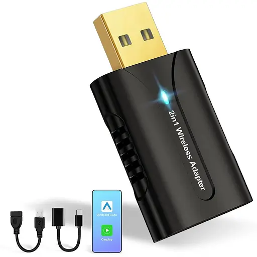 Бездротовий адаптер Carplay та автомобільний бездротовий адаптер Android DYUZO, міні-бездротовий адаптер Carplay 2-в-1 для CarPlay