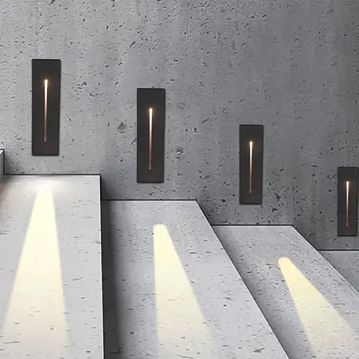 Світильник для сходів у чорному корпусі із світловою лінією 202х57 мм | Line F | Арт. 10018 - фото 5