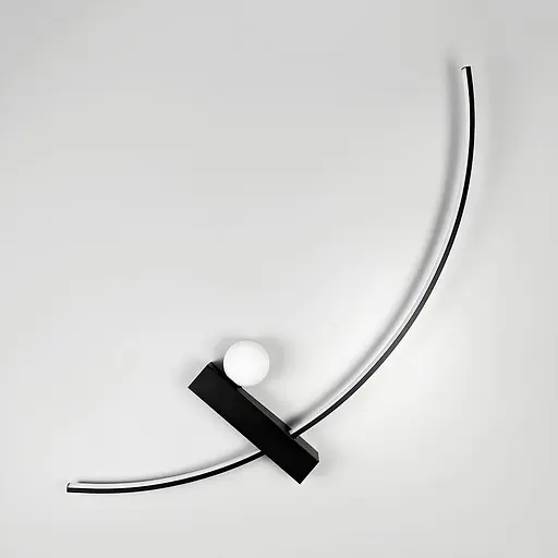 Чорне дугове бра з білим плафоном у правому корпусі 100 см Line F Арт. WJ113/1000 R BK (правий) - фото 6