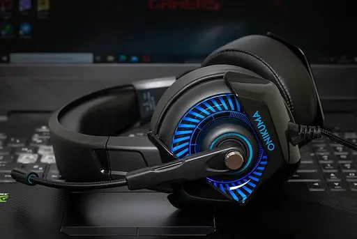 Проводная игровая гарнитура Onikuma Gaming with LED K6, USB, 3.5mm, 2m, black-blue - фото 8