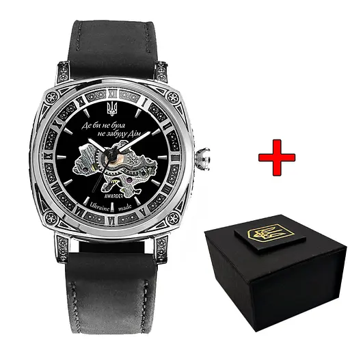 Наручний годинник жіночий 021-3D Де би не була Silver-Black-Black Leather Awarder acs0031877 - фото 1