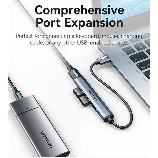 Хаб USB 3.0 - 1xUSB 3.0/3xUSB 2.0, 0,15 м, 5 Гбит/с, Grey Vention - фото 9