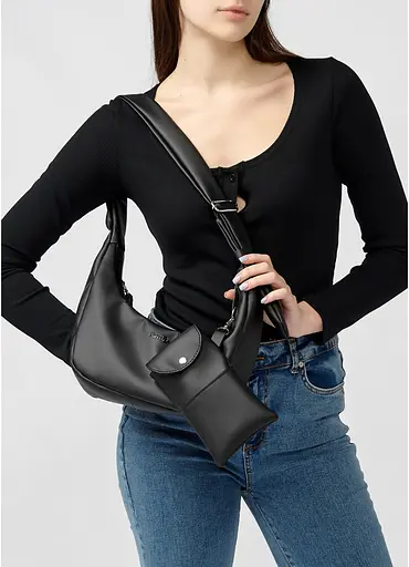 Женская сумка Sambag HOBO S черный 30 х 13 х 8 см (53100001) - фото 7