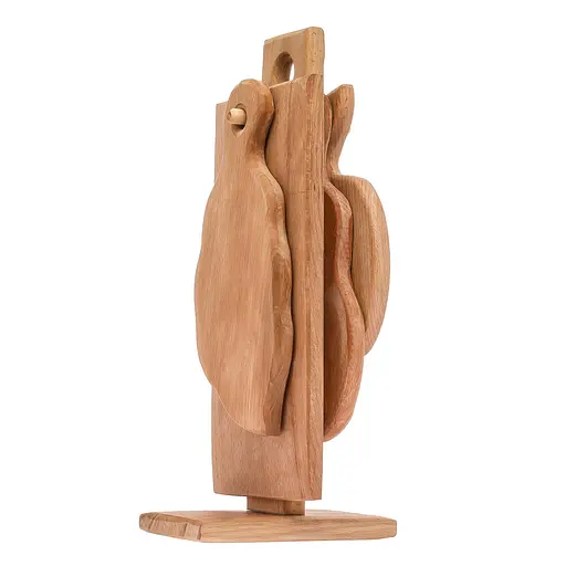 Набор из 4 разделочных кухонных деревянных досок на подставке, Woodly Коричневый 85901 - фото 3