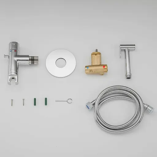Набір гігієнічного душу прихованого монтажу Gappo G7290 з термостатом та гачком, хром, Хром - фото 7