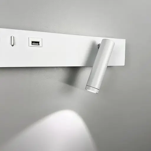 Біле бра з поворотним спотом справа + розʼєм USB Line F Арт. WJ028/2 L WT (лівий) + USB-A - фото 3