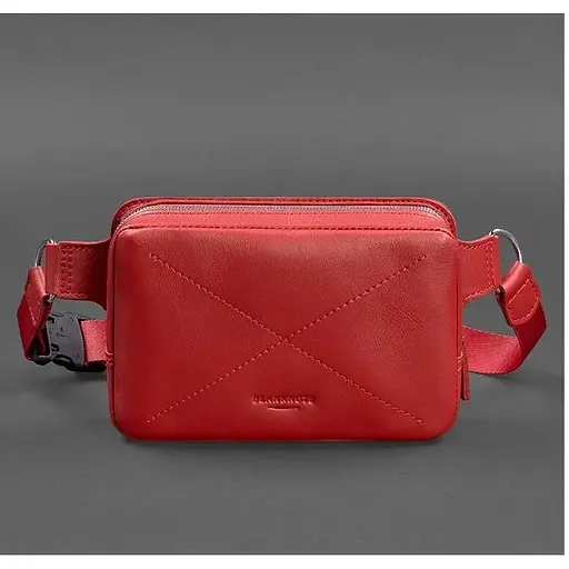 Шкіряна жіноча поясна сумка Dropbag Mini червона - фото 1