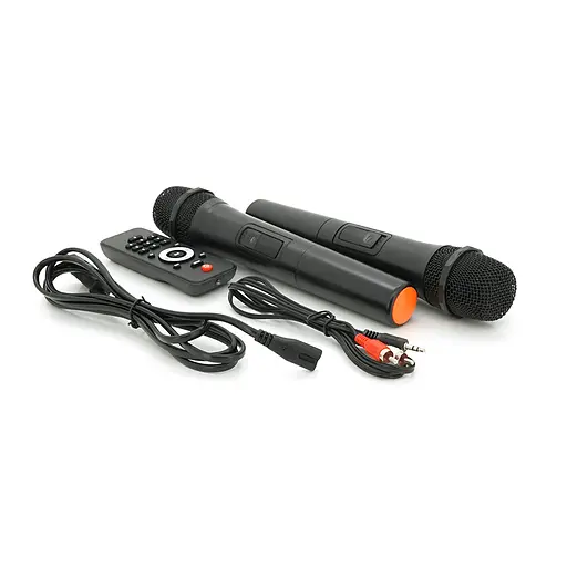 Потужна акустична система з підсвічуванням ZXX - 7878, 60W, 2 Bluetooth мікрофони, вбудований акум 12B 5A, живлення 220в, Black, Box - фото 5