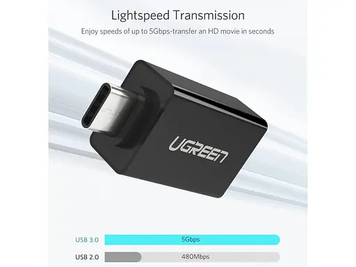 Перехідник-адаптер OTG Ugreen US173 USB-A 3.0 female to Type-C male (20808) чорний - фото 5