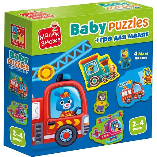 Уцінка. Пазли картонні з грою Vladi Toys Малюк зможе Транспорт Тварини 14 елементів (VT1722-28) - фото 1