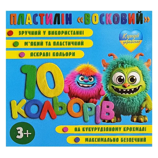 Набор пластилина мягкий "Восковый" KT 230605, 10 цветов