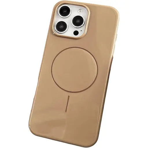 Чехол для iPhone 16e с MagSafe, защитный, глянцевый, с мягкой подкладкой, коричневый - фото 1
