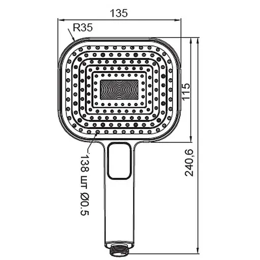 Ручний душ Koer 3 режими KP-0404-05 KR5001, Чорний матовий - фото 2