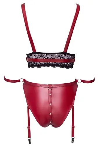 Комплект Cottelli Collection Bra Set Bondage L красный - фото 5