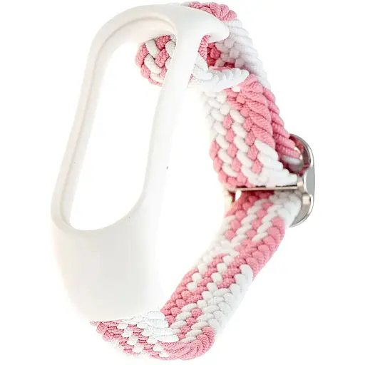 Ремешок Braided Buckle Enhanced Mi Band 3/4/5/6/7 Белый Розовый - фото 1
