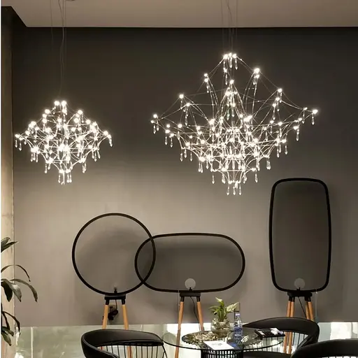 Невагома срібна Led люстра d60 см | Арт. MJ 156-600 CH | Line F - фото 1