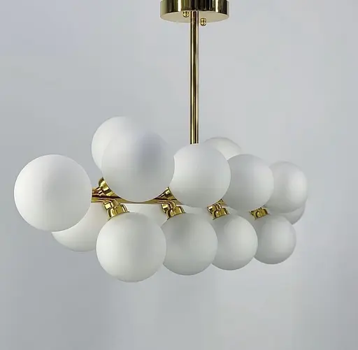 Линейная люстра с миниатюрными белоснежными плафонами Line.F DE 14 L/940 GD - фото 4