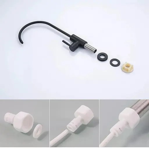 Кран-фасетка під фільтр збройована сталь Wezer EKO4F-13 Графітовий хром - фото 4