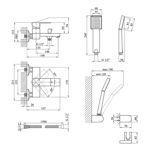Смеситель для ванны Kroner KRP Harz - C060 (CV023608) - фото 7