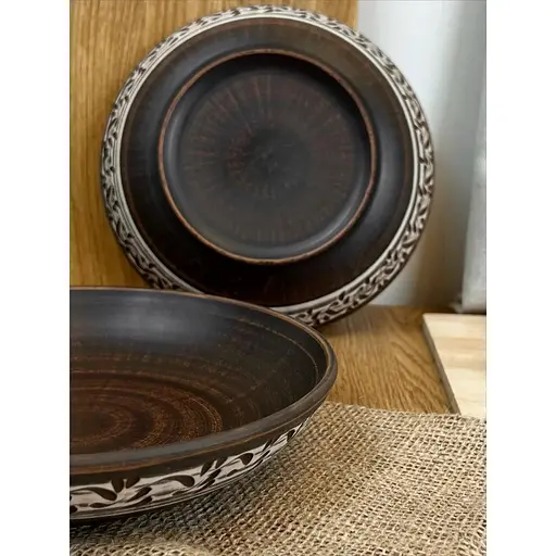 Салатник керамічний (глиняний) різьблений Ангоб 600 мл - фото 4