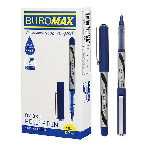 Набор роллеров Buromax, 12 шт., 0.7 мм, синий, BM.8321-01
