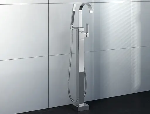 Смеситель для ванны напольный Kohlman Axis chrome QF1165N Хром - фото 2