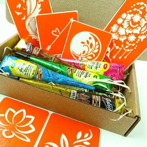 Набор цветной хны с трафаретами для био-тату №3 v2 Fresh Tattoo color-henna-set-03 v2 - фото 4