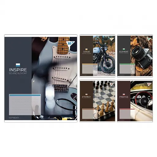 Зошити учнівські 36 аркушів клітинка Yes Inspiration, 15 шт. в упаковці