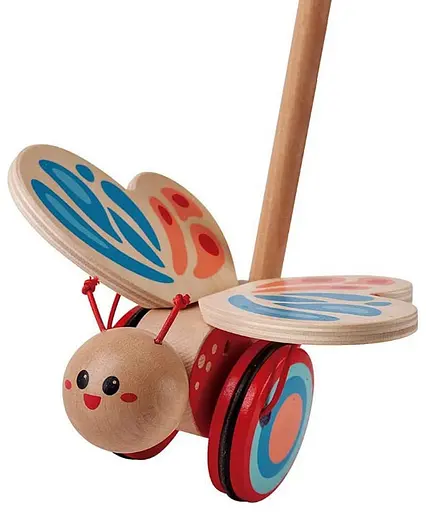Дерев'яна каталка Hape E0340 Метелик розвиваюча іграшка з дерева для дівчаток та хлопчиків - фото 2