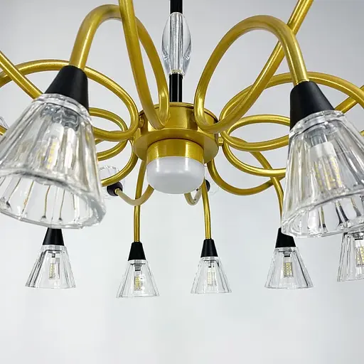 Незвична золотиста люстра із закрученими ріжками Line.F H 9866/10+10 - фото 2