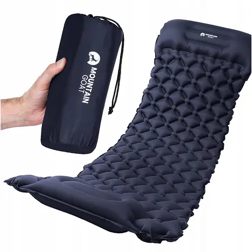 Коврик (каремат) надувной Mountain Goat 190 x 58 x 5 см со встроенным насосом MG0009 Navy Blue (P-5905973400916) - фото 1
