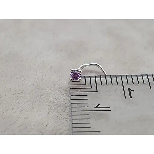 Серебряная серьга-пирсинг в нос. 1018.6С Сиреневый - фото 5